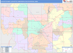 Lafayette-West Lafayette Metro Area Digital Map Color Cast Style